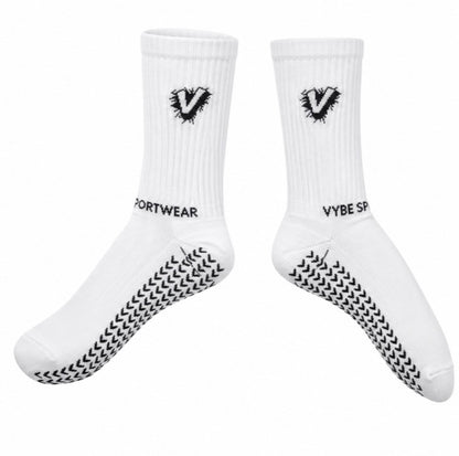 VYBE SPORTWEAR - Grip Crew Socks - White