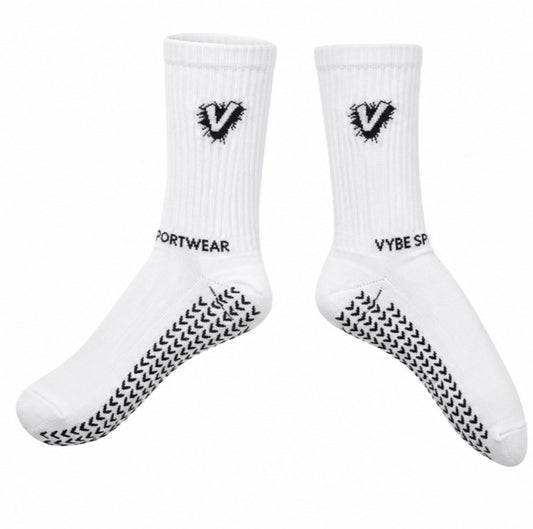 VYBE SPORTWEAR - Grip Crew Socks - White