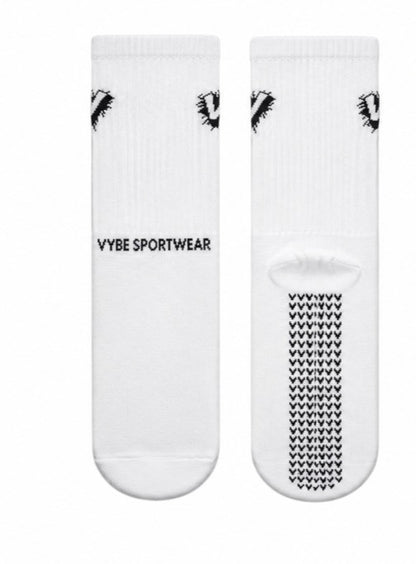 VYBE SPORTWEAR - Grip Crew Socks - White