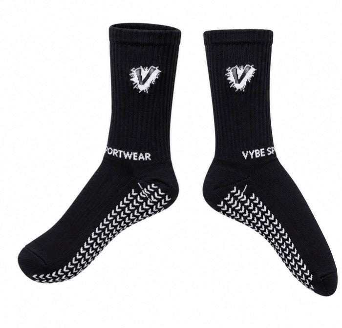 VYBE SPORTWEAR - Grip Crew Socks - Black Edition