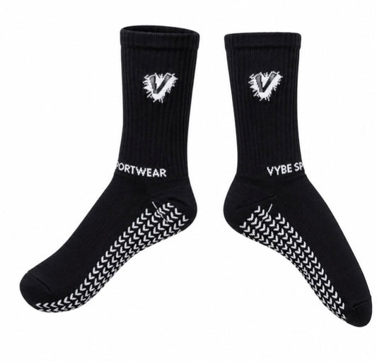 VYBE SPORTWEAR - Grip Crew Socks - Black Edition